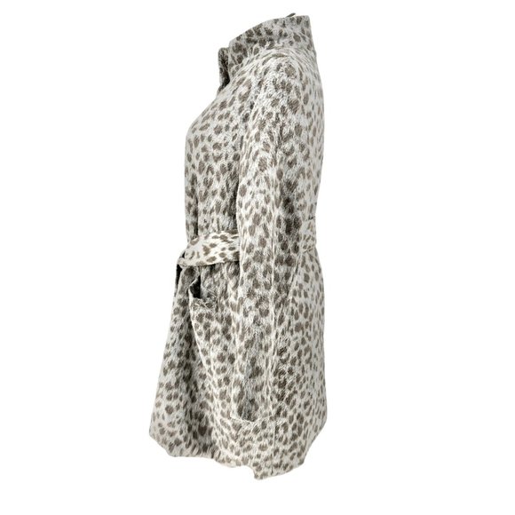 Old Navy Maternity Coat Women's XL Gray Leopard Print Zip and Waist Tie Closure - Picture 7 of 12